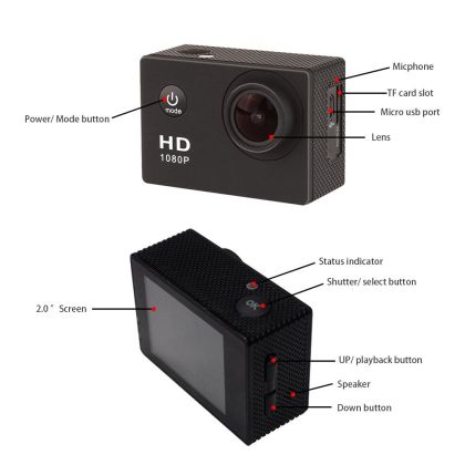 Спортна Екшън Камера Full HD 1080p за Мотор, АТВ, Ски, Колело и Екстремни Спортове - View 3