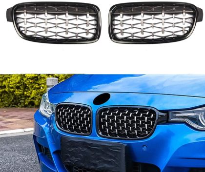 Решетки за BMW F30 (2011+) - Гланц - Diamond Design - хром / черно - View 2