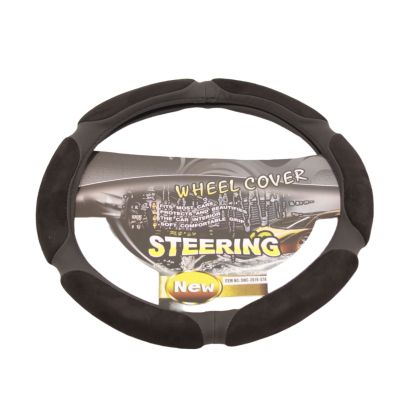 Калъф за волан от еко кожа 38см - Race - черен цвят - View 3