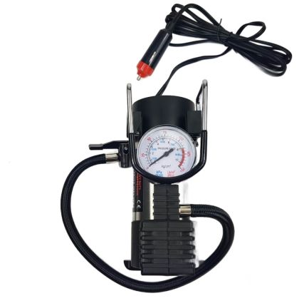 Компресор за гуми 12V, 120W, 10A с манометър, с букса за запалка и 3 приставки - View 3