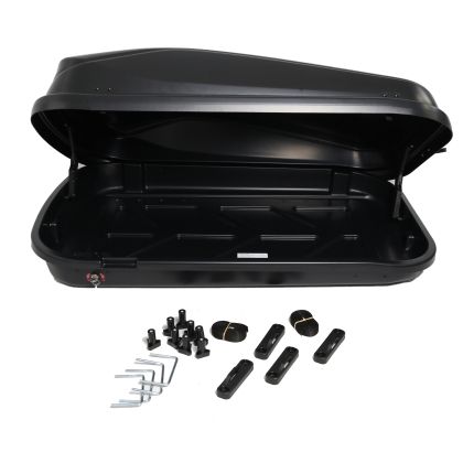 Автобокс Junior Easy 132x78x36cm с 85 mm крепежи, с ключ, 320 литра - черен гланц - View 2