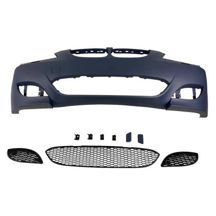 Предна броня за BMW E60 / E61 sedan / combi - M5 дизайн с решетки без отвори за халогени, грундирана - View 2