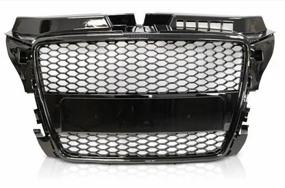 Решетка с поставка за емблема за Audi A3 (2008-2013) - RS-Look Черна-gloss