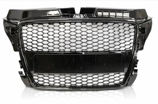 Решетка с поставка за емблема за Audi A3 (2008-2013) - RS-Look Черна-gloss