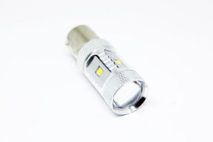 Диодна крушка BA15S с 6 х 5W CREE диода и лупа двойна светлина бяла - View 2