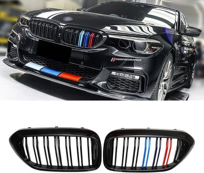 Решетки за BMW F10 / F11  (2010+) - двойни с три цвята - View 2