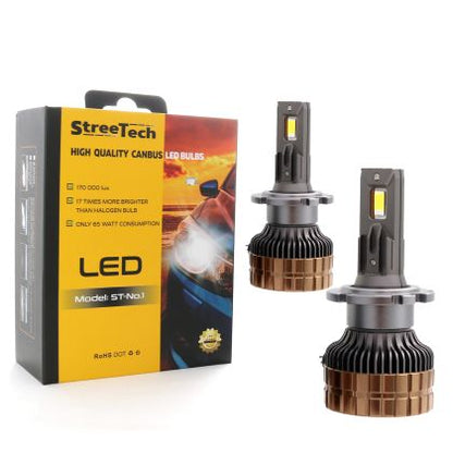 Лед крушки - Led система D1S / D2S / D2R / D3S / D4S модел STN1 за 12 Волта  - 55W - Canbus 6000K - 1400% повече светлина