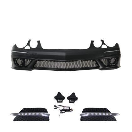 Предна броня за Mercedes W211 E-Class (2006-2009) - AMG Design с LED светлини - View 2