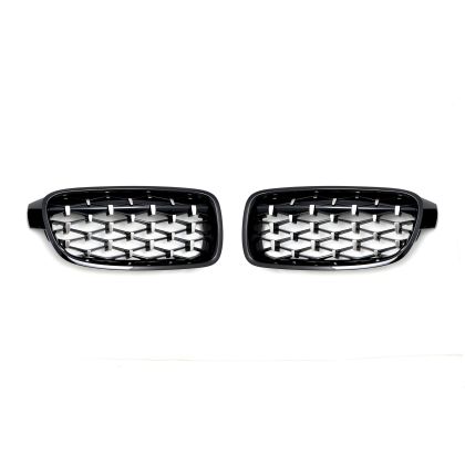 Решетки за BMW F30 (2011+) - Гланц - Diamond Design - хром / черно
