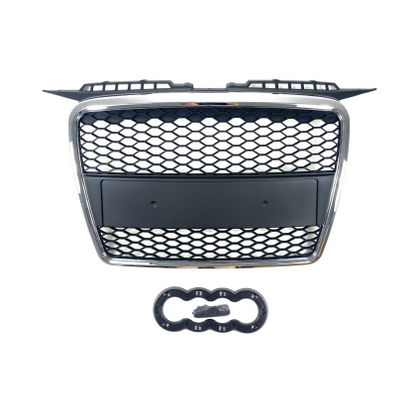 Решетка с поставка за емблема за Audi A3 (2005-2008) - RS-Look с Хромрамка - View 2