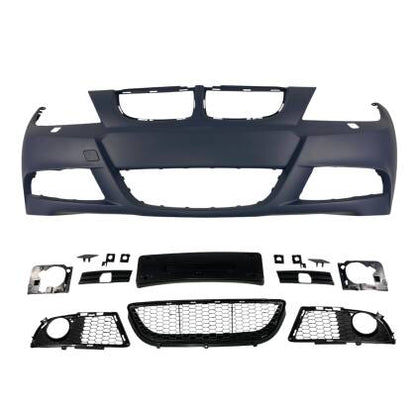 Предна броня за BMW E90 / E91 (2005-2008) - M-Tech дизайн с отвори за пръскалки, без парктроник грун - View 2