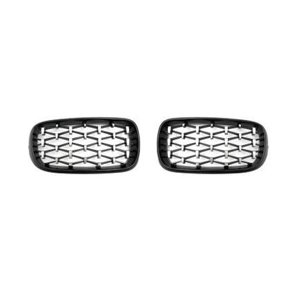 Решетки за BMW X5 F15 / X6 F16 (2013+) - Гланц - Diamond design - хром / черно